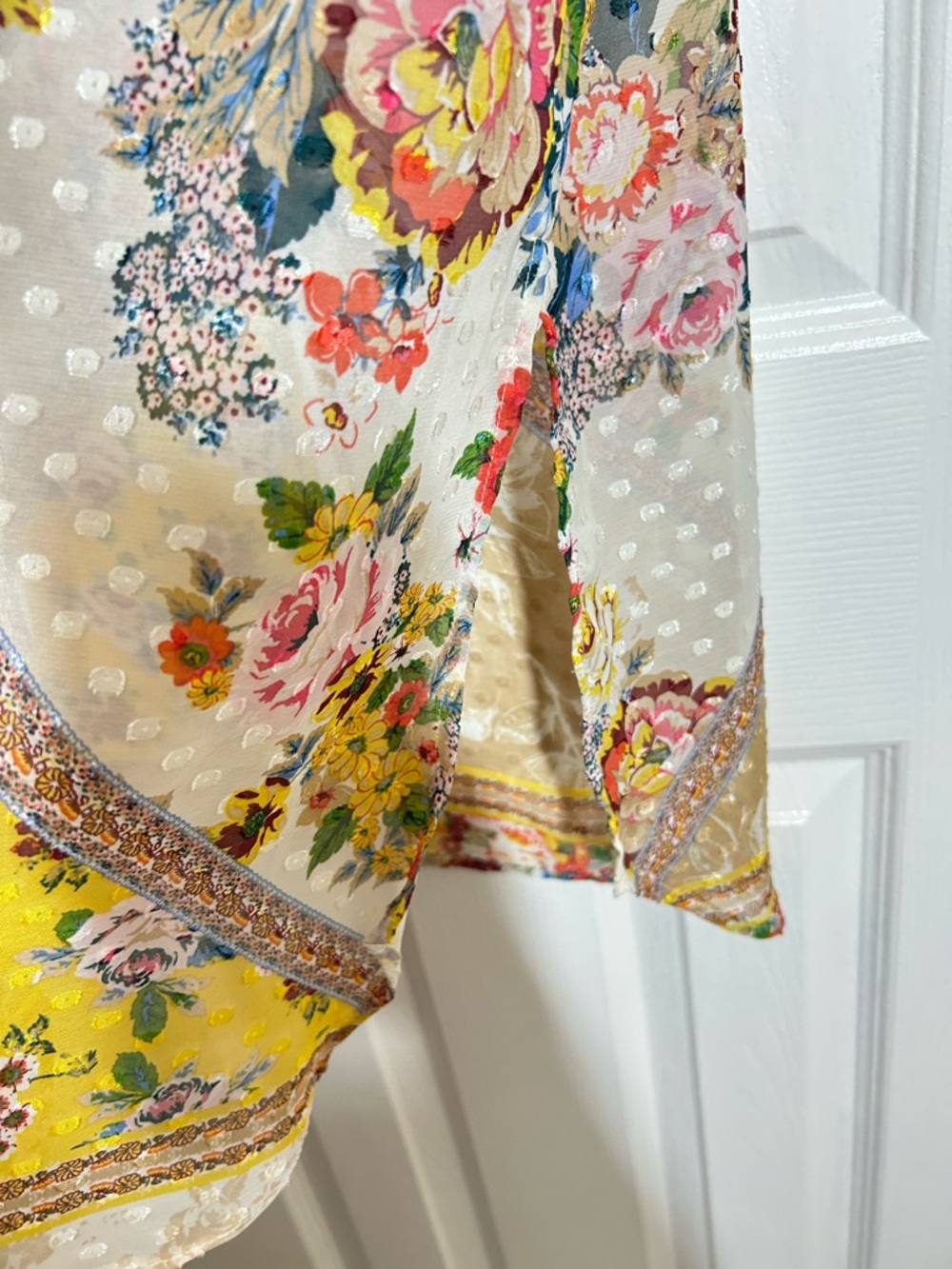 Fig & Flower Sz M Bohemian Floral Patchwork Tank Lace Crochet Overlay Top - Picture 7 of 15